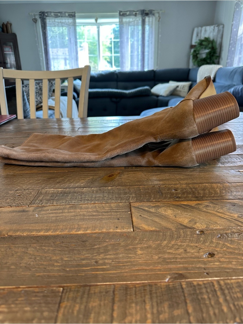 House of Harlow 1960 Tan Suede Knee High Heeled Boot Size 7.5 NWOB - Picture 3 of 8